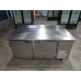 USED BEVERAGE AIR 2 SOLID DOOR WORKTOP REFRIGERATOR WTR67AHC